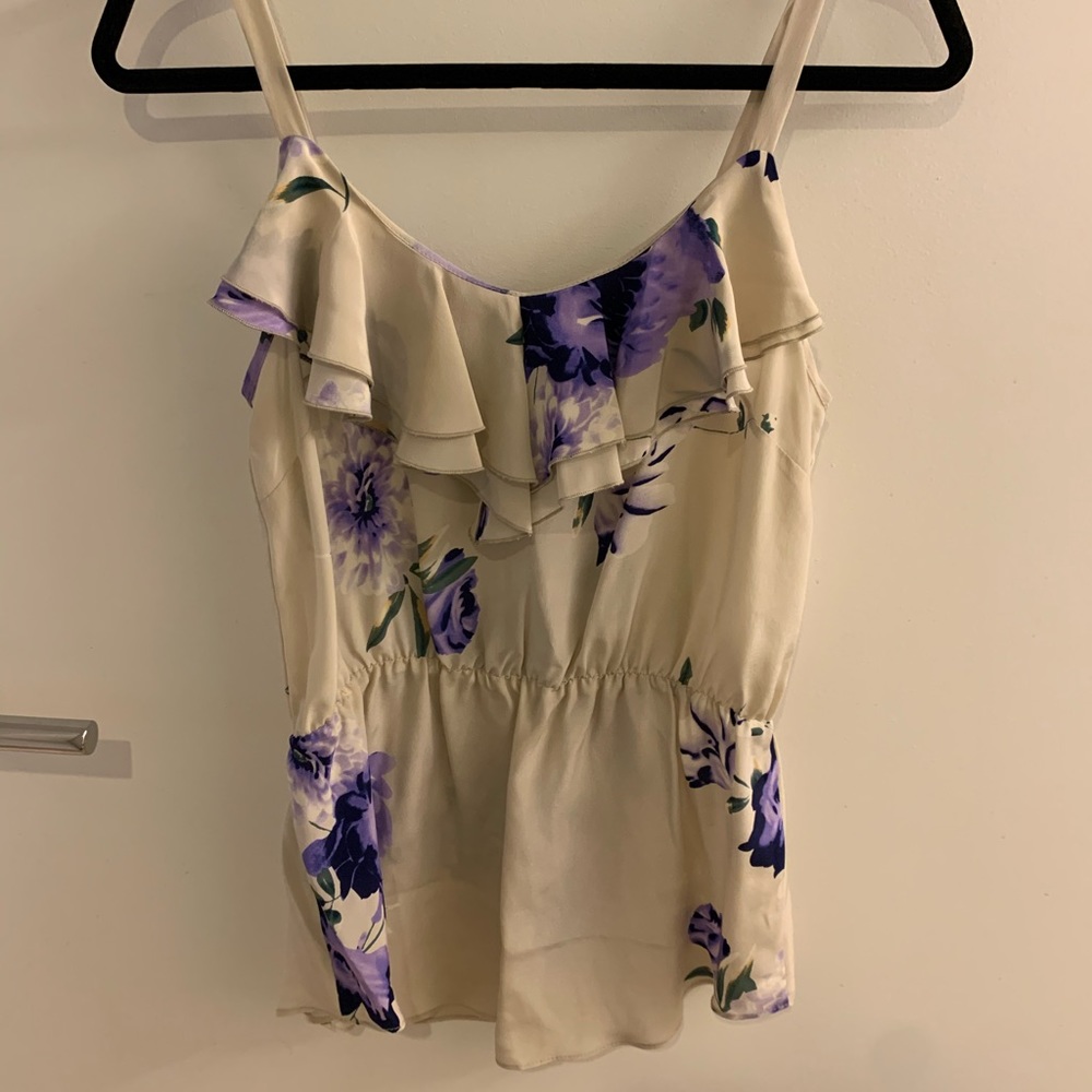 Amanda uprichard silk tank with lilac floral - S